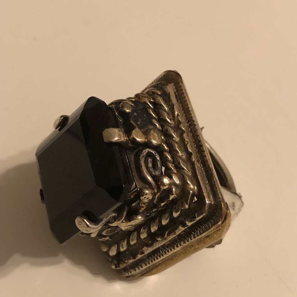 Square onyx adjustable ring. - Picture 5 of 8